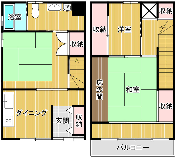 笠岡売家、売土地の間取り