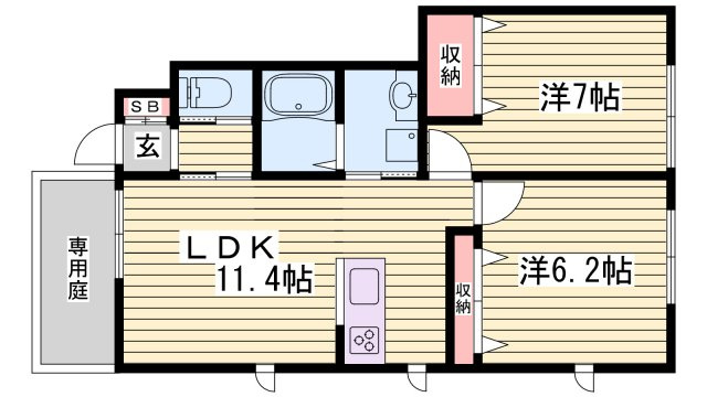 ヴィラーチェ砥堀Ｂ棟の間取り