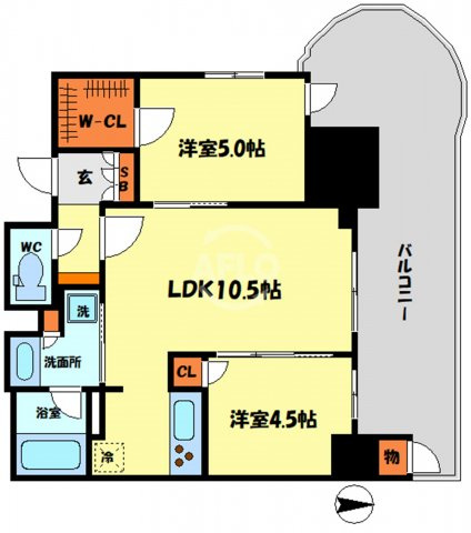 ラシュレ大阪同心の間取り|ラシュレ大阪同心　開放感ある間取り