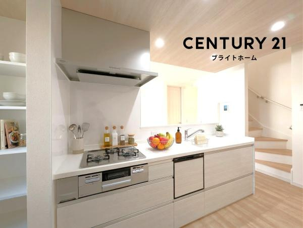 横浜市鶴見区北寺尾７丁目の新築一戸建のキッチン|本画像はAIがCGで家具作成しており、実際の現地に家具は設置されておりません。また、販売価格に家具等は含まれておりません。