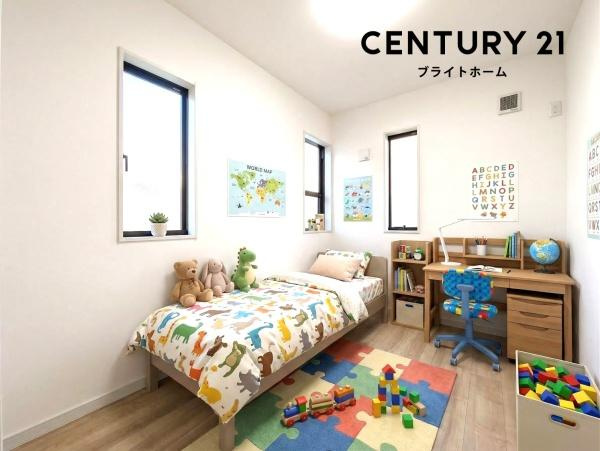 横浜市鶴見区北寺尾７丁目の新築一戸建の洋室|本画像はAIがCGで家具作成しており、実際の現地に家具は設置されておりません。また、販売価格に家具等は含まれておりません。