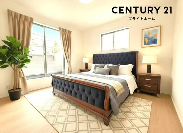 横浜市青葉区荏田町の新築一戸建の洋室|二面採光の明るく、落ち着きのある洋室！
休日はこちらでおくつろぎ下さい♪
※家具等はＣＧでの参考レイアウトです。