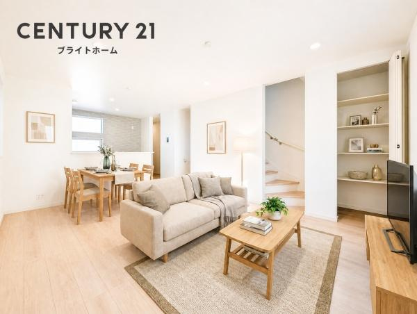 相模原市緑区橋本７丁目の新築一戸建の居間・リビング|家族が自然と集まるリビングは
落ち着きのある空間です♪
※家具はCG加工しています。