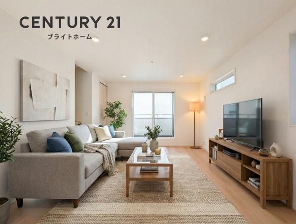 相模原市緑区橋本７丁目の新築一戸建の居間・リビング|家族が自然と集まるリビングは
落ち着きのある空間です♪
※家具はCG加工しています。