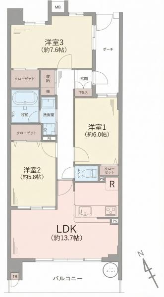 ナイスサンソレイユ横濱鶴ヶ峰の間取り|ゆとりの3LDK！
フルリノベーション住戸♪