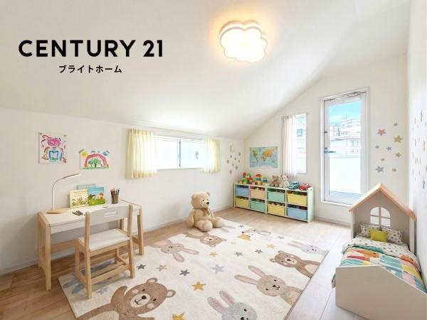 横浜市保土ケ谷区新井町の新築一戸建の洋室|二面採光の明るく、落ち着きのある洋室！
休日はこちらでおくつろぎ下さい♪
※家具等はCGでの参考レイアウトです。