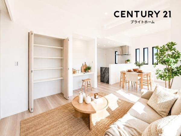 横浜市都筑区川和町の新築一戸建の居間・リビング|家族が自然と集まるリビングは
落ち着きのある空間です♪
※家具はCG加工しています。