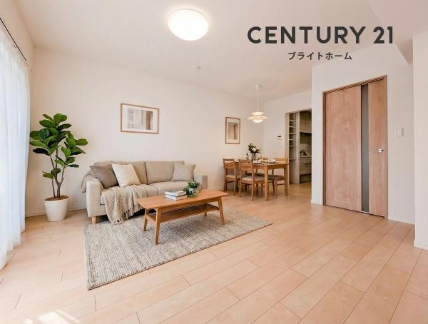 ニューシティ東戸塚緑の街４号棟の居間・リビング|自慢したくなるリビング！
形も良く家具の配置にも困りません。
※家具等はCGでの参考レイアウトです。