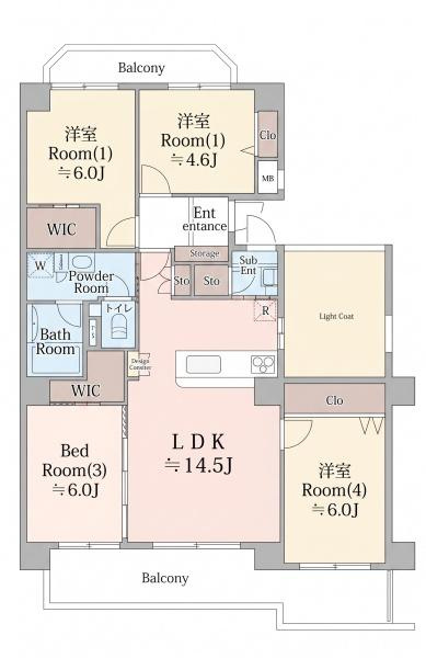 ロイヤルヒルズ上大岡１号棟の間取り|使い勝手の良い4LDK
お気軽にお問い合わせください。