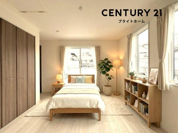 横浜市保土ケ谷区新井町の新築一戸建の洋室|本画像はAIがCGで家具作成しており、実際の現地に家具は設置されておりません。また、販売価格に家具等は含まれておりません。