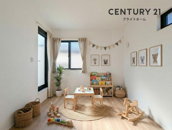 横浜市都筑区川和町の新築一戸建の洋室|窓からの光が嬉しい洋室です。
収納もあり、荷物が多い方にも安心です♪
※家具等はCGでの参考レイアウトです。