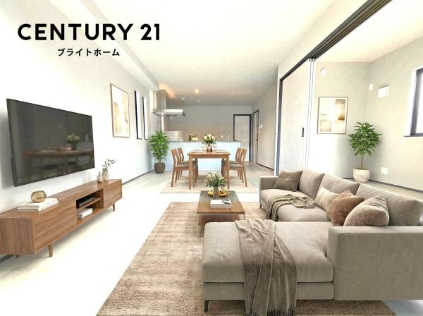 横浜市戸塚区原宿５丁目の新築一戸建の居間・リビング|家族が自然と集まるリビングは
落ち着きのある空間です♪
※家具等はCGでの参考レイアウトです。