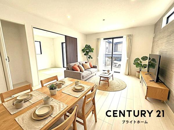 横浜市磯子区杉田８丁目の新築一戸建の居間・リビング|自慢したくなるリビング！
形も良く家具の配置にも困りません。
※家具はCGでの参考レイアウトです。