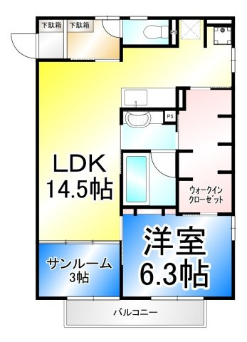 グリーンヒルズＳ・Ｔの間取り|ウォークスルークローゼット有ります。
