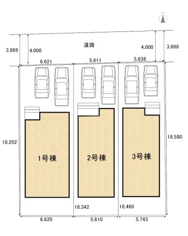 高浜市稗田町第7　新築分譲住宅＜2号棟＞の区画図|駐車場並列２台可能