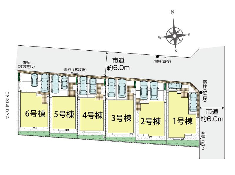 【Blooming Garden】小平市大沼町６丁目の区画図|車種により、カースペース２台分ございますので、家族分の自転車を駐輪したり、来客用の駐車スペースとしてもお使いいただけます♪