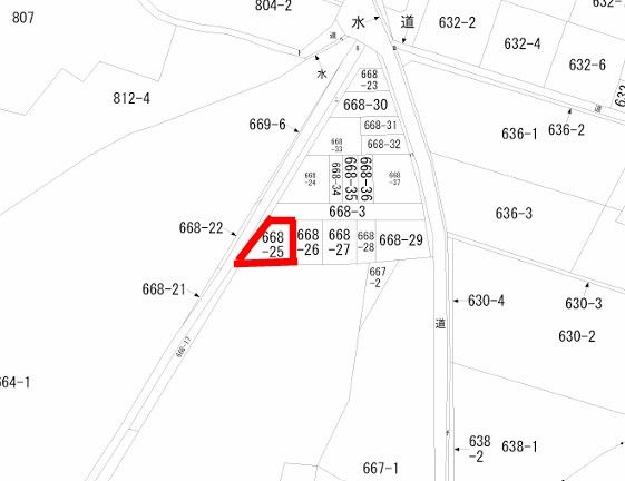 朝倉郡筑前町東小田　売り土地の区画図