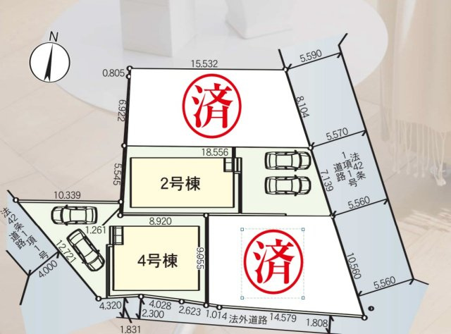 八王子市泉町　新築全4棟の区画図