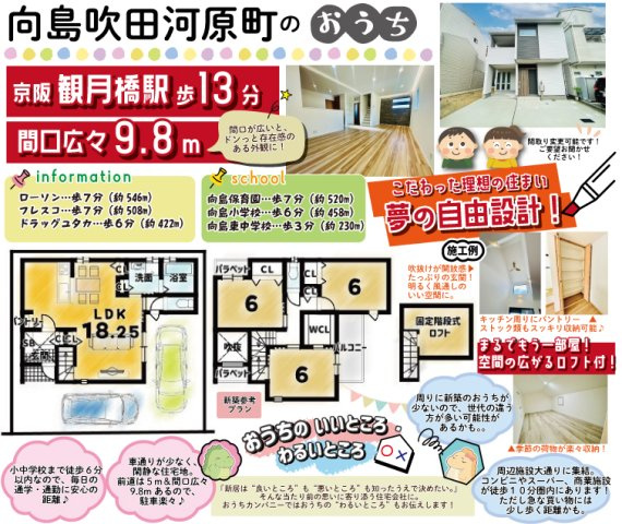向島吹田河原町　建築条件付土地の地図