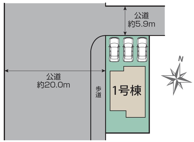 【区画図】 | 前橋市六供1丁目新築　大通り沿い角地♪
