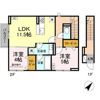 【間取り】 | D-room内山Ⅴ | 2LDK