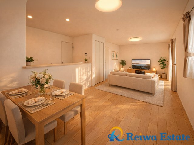 中古戸建　茅ヶ崎市柳島2丁目の居間・リビング|生活がイメージできるように、AIを使用して家具・家電・小物等を配置しております。