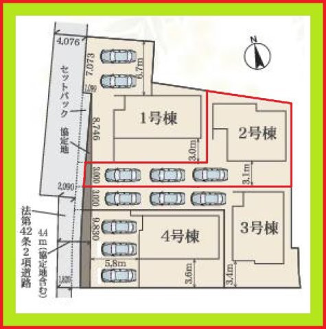 愛西市大井町浦田面の新築一戸建の区画図|◇２号棟◇