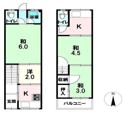 大阪市城東区中浜1丁目　戸建の間取り