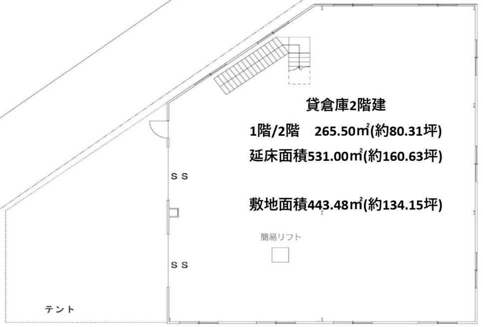 豊中市名神口3丁目貸倉庫77万円の間取り