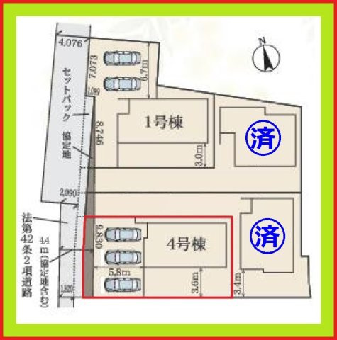 愛西市大井町浦田面の新築一戸建の区画図|◇４号棟◇