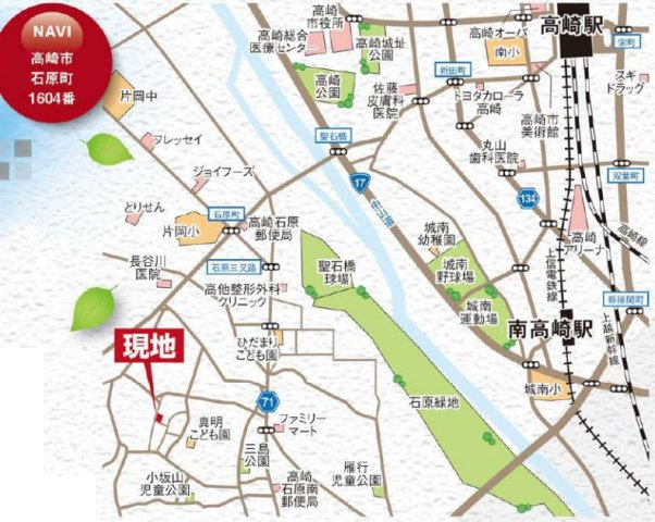 【新築】高崎市石原町3期　１号棟(全４棟)　グラファーレ　新築建売分譲の地図