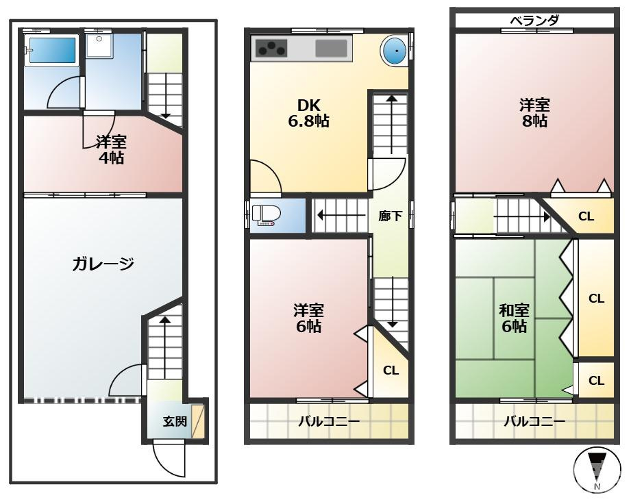 花園東町一丁目　中古戸建の間取り