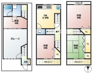 【間取り】 | 花園東町一丁目　中古戸建　リフォーム渡し