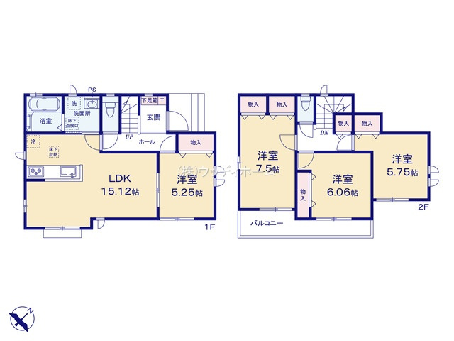 春日部市増戸　新築一戸建て　A号棟の間取り