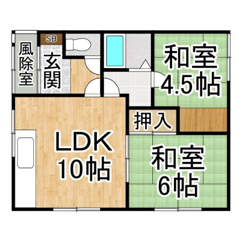 大楽毛南２丁目１番借家の間取り