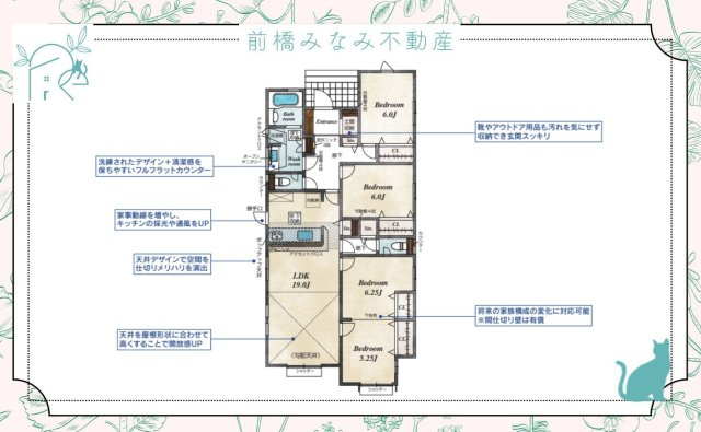 【新築平屋】伊勢崎市宮子町　限定１棟　ブルーミングガーデン　新築建売の間取り