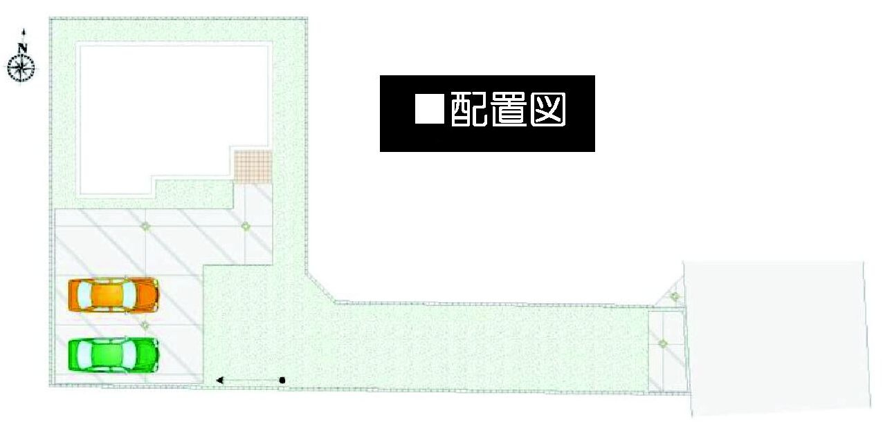 前橋市日吉町4丁目　1号棟　新築住宅の区画図|駐車場4台ご用意しています！
来客時も重宝しますよ！