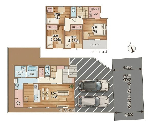 【間取り】 | 立川市砂川町7丁目　新築戸建　全3棟　2号棟