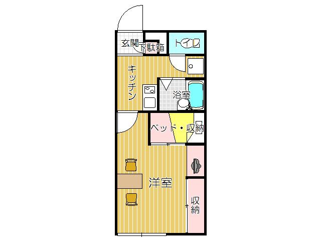 北九州市八幡西区金剛４丁目のアパートの間取り
