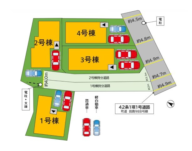 福岡市城南区田島3丁目第2-4棟（1号棟）の区画図|配置図（1号棟）
