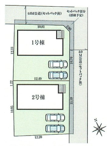 青梅市畑中1丁目　新築戸建全2棟の区画図