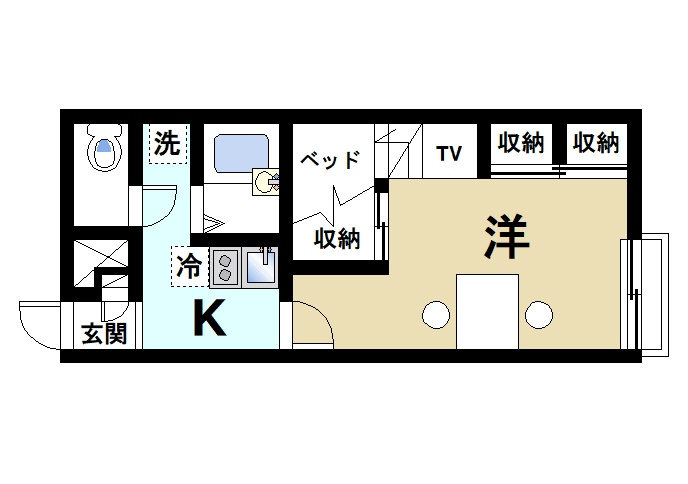 レオパレスＫＩＺＵＧＡＷＡの間取り|バス・トイレが別々になったお部屋です