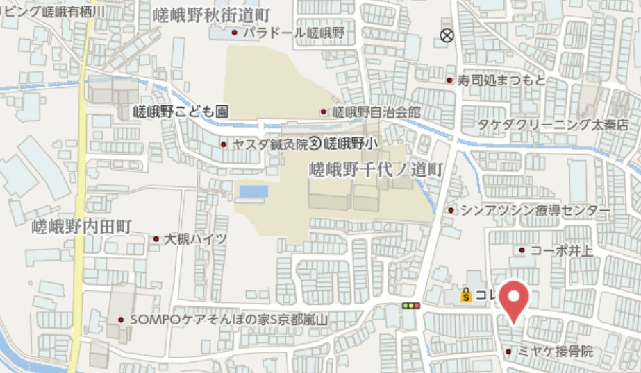 京都市右京区嵯峨野芝野町　新築戸建の地図