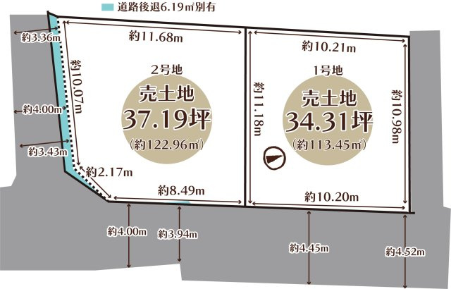 上桂西居町　１号地の区画図