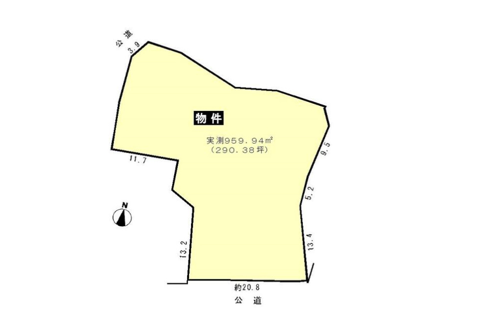 常滑市西阿野字半月　売り土地の区画図