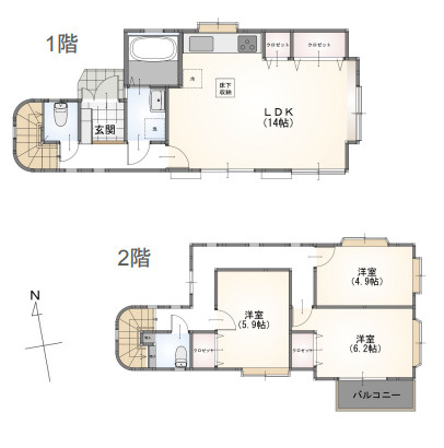 藤沢市高倉　中古戸建の間取り