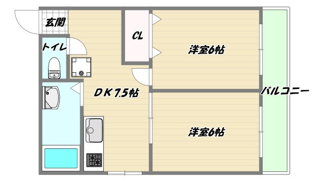 大阪市淀川区木川西１丁目の賃貸マンションの間取り