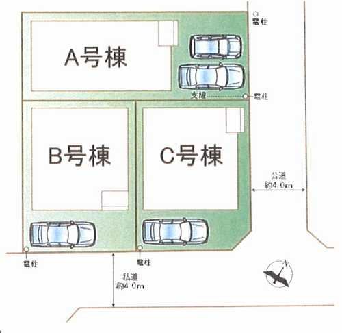 相模原市南区相模台6丁目　新築戸建全3棟　A号棟の区画図