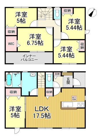 知多市梅が丘1丁目　全3棟　3号棟の間取り|3号棟　5LDK+WIC♪
