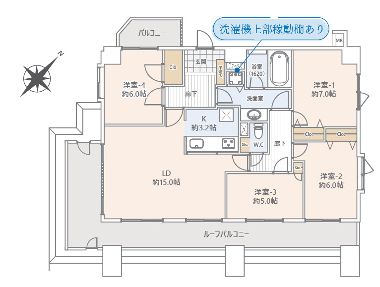 ナイスアーバン東小岩　最　上階　角　部屋　４LDK　の間取り